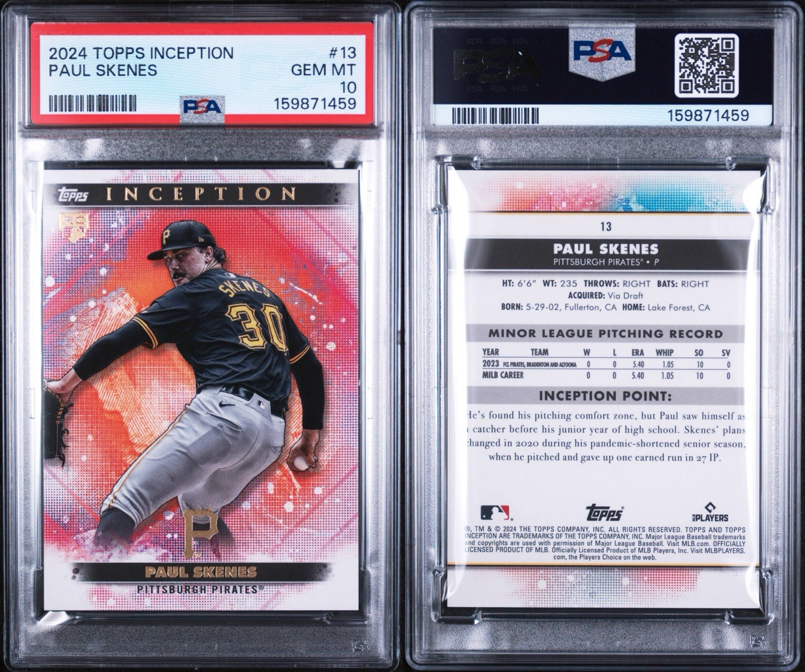 2024 Topps Inception - Paul Skenes #13 (RC) PSA 10 view 2