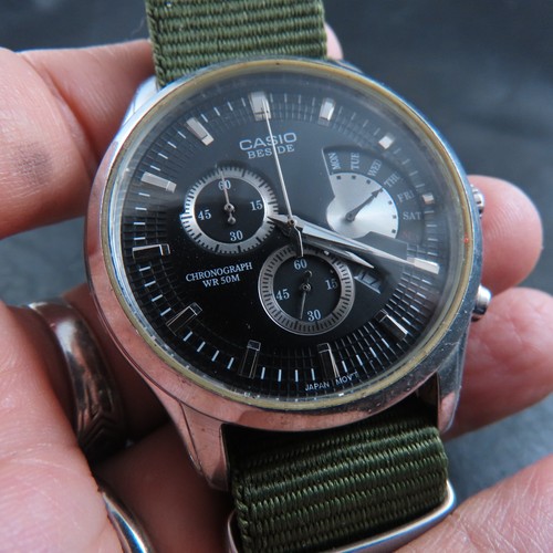 BEM-501 Casio Beside Chronograph Daydate Quartz Men Watch - 第 2/9 張圖片
