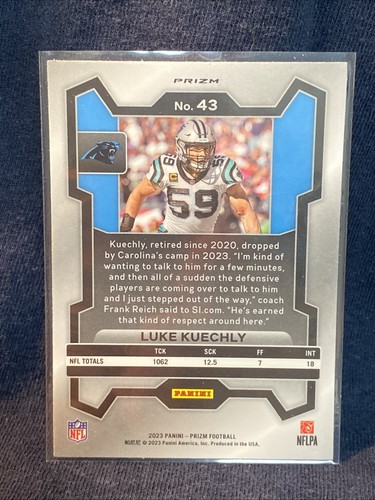 Luke Kuechly - 2023 Panini Prizm - #43 Lazer Prizm Panthers - Foto 2 di 2