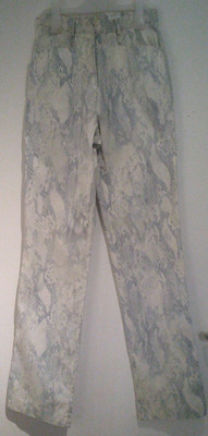 Beige/blau/weiß gebatikte Jeans hoch geschnitten Gr. 34 von Alba Moda