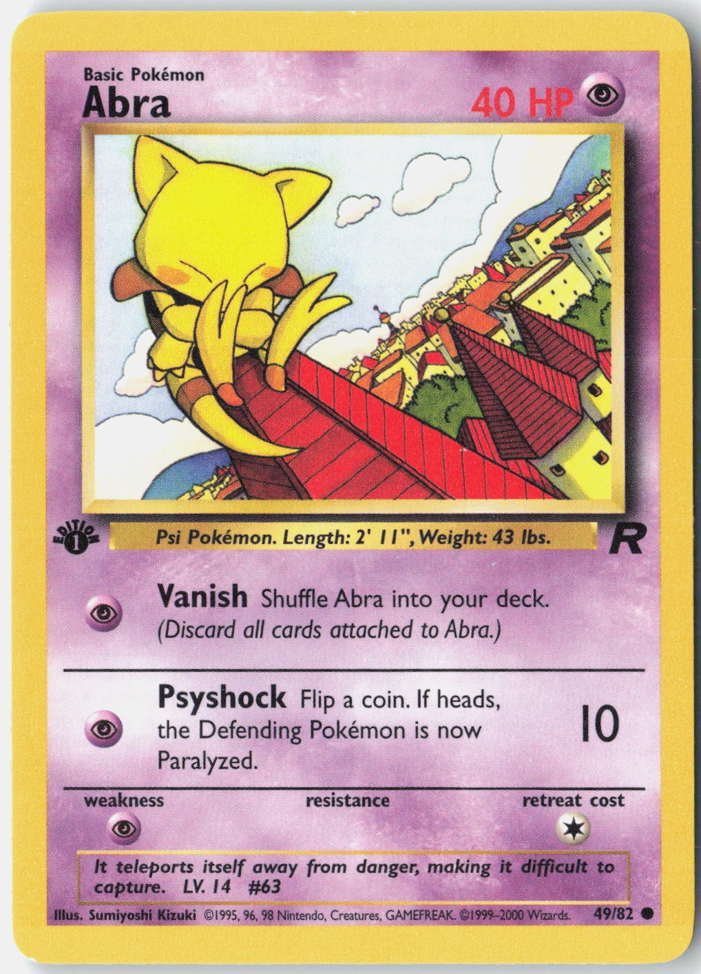 Abra Team Rocket 49/82 Pokemon Card 1st Edition