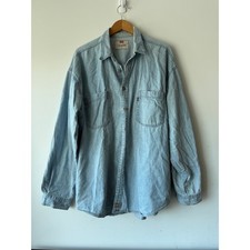 Vintage 90s Levis Red Tab Denim Shirt Light Wash Cotton Button Down Mens XL