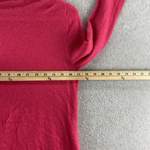 Tahari 2 Ply Cashmere Sweater Top Large Red Crew Neck Long Sleeve Pullover - Picture 7 of 8