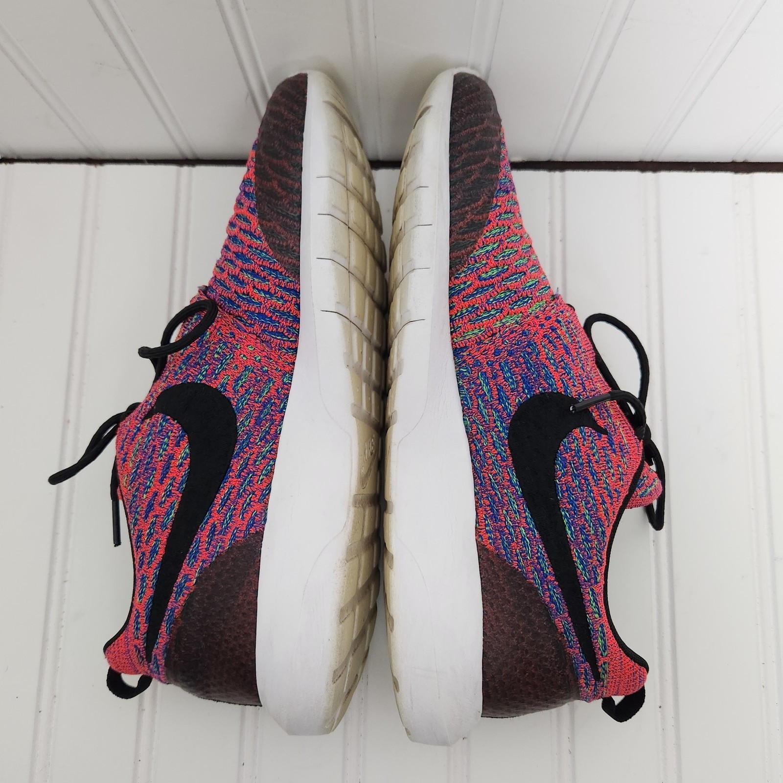 Nike Roshe Men 8.5 Pink NM Flyknit SE 816531-600 Running Athletic Sneakers