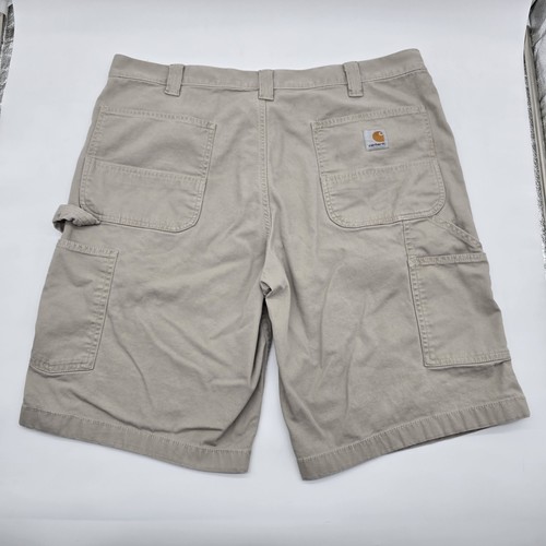 Carhartt Shorts Mens Size 38 Khaki Beige Canvas Work Utility Cargo Carpenter - Picture 2 of 12