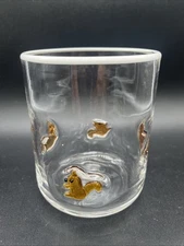 Anthropologie Icon Juice Drinking Glass Brown Squirrel Hand Blown Glass NWT NIB