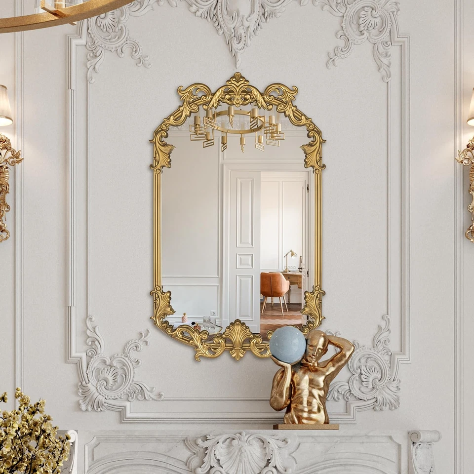 Espejo Antiguo Dorado 19x 32, Espejo Vintage para Pared, Marco Metal Barroco Dec... Foto 3 de 4