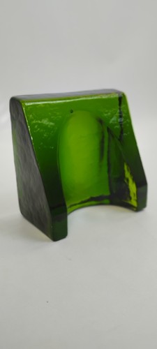 BLENKO smaragdgrüne Keil Buchstützen modern skulptural mundgeblasenes Glas Wayne Husted - Bild 15 von 24