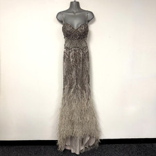 To The Nines TNG109 Silver Great Gatsby Style Beaded Prom Ball Dress Gown Size 4
