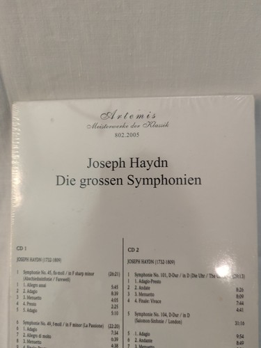 Artemis Joseph Haydn Die Grossen Symphonien 2 CD Set sealed 1997 - Picture 4 of 4