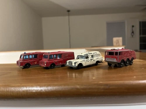 Vintage Matchbox Lesney Lot Of 4 Playworn Emergency Vehicles