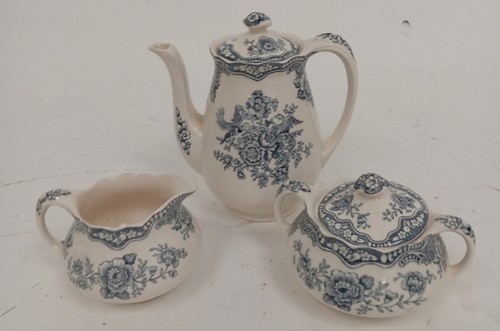 Vintage Crown Ducal Bristol Tea Set White/Blue Decorative Tableware