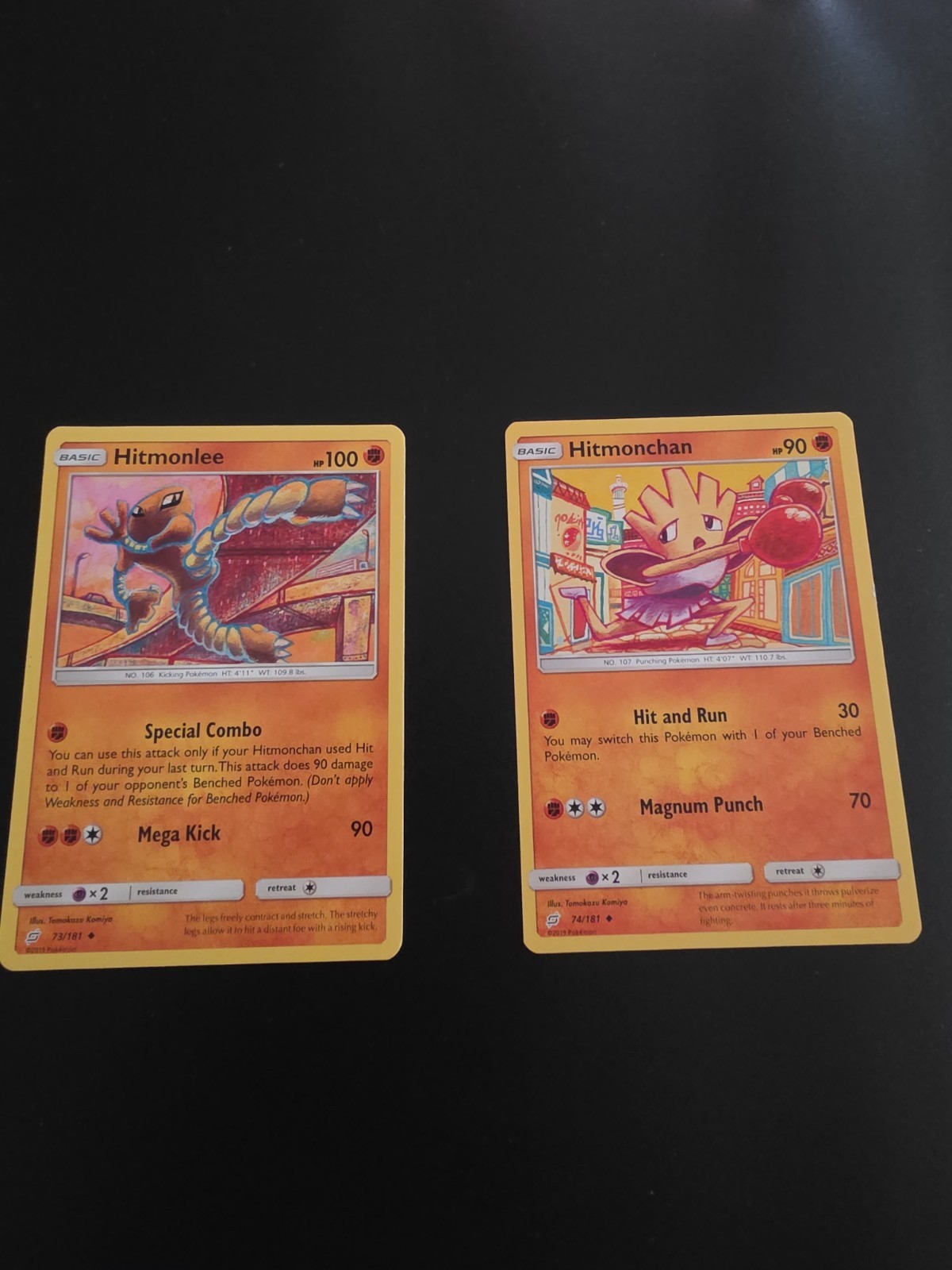 Hitmonlee 73/181 & Hitmonchan 74/181 NM Lot Team Up Pokemon TCG