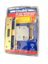 Chubb BS 3621 5 Lever Insurance Deadlock 3U114  brass finish