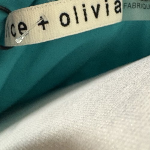 NUEVO Vestido Alice Olivia Darva efecto envolvente punto suizo seda talla 0 - Imagen 12 de 12