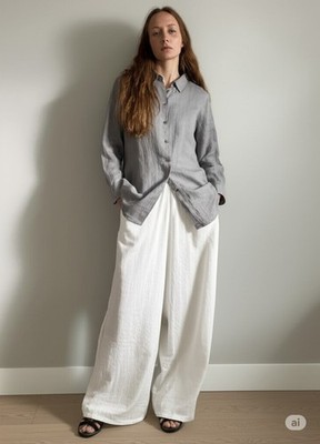 Caroline Rose Gray Linen Sz Small Shirt Minimalist Lagenlook Quiet Luxury Top