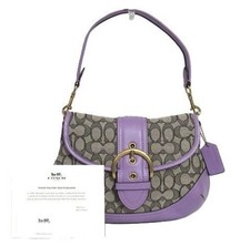 cj814 coach vintage soho signature shoulder bag purple Y2K canvas leather