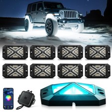 MICTUNING 8Pods C4 RGBW LED Rock Lights App Control 4 Sided Underglow Light IP68