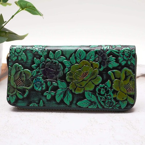Vintage Floral Butterfly Women's Wallet - Zipper Card Holder with Golden-Tone Cl - Picture 17 of 18