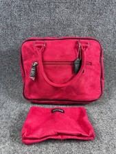 Lancome Red Suede Cosmetic Bag Travel Makeup Organizer New