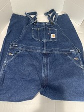 Carhartt Overalls Men 42x34 Blue Bib Carpenter R07-DST Denim Workwear