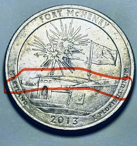💥 2013 P Fort McHenry Washington Quarter RARE REVERSE LONG DIE CRACK ERROR