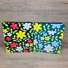 Vtg 70s 3 Ring Binders Flowers Floral Red/Yel...