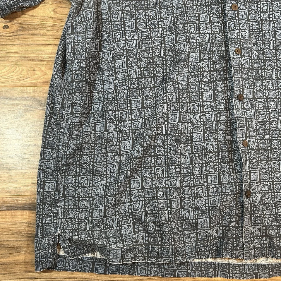 LL Bean Mens XL Tall |Blue| Short Sleeve Aztec All Over Print Button Up Shirt - Image 3 of 4