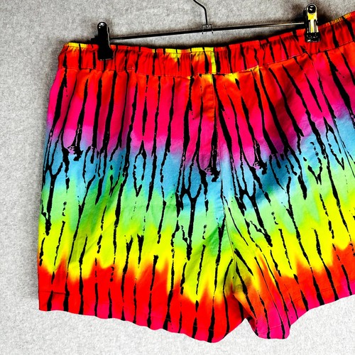 Asos Mens Sz 38 Pull On Shorts Pockets Pockets Wild Tie Dye Pink Blue Red - Picture 2 of 7