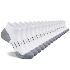 Men's Athletic Ankle Socks Moisture Wicking Cushion 6-12 A-white 8 Pairs