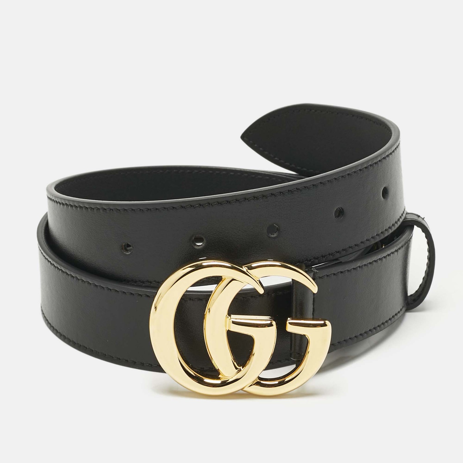 Gucci GG Marmont Black Leather Buckle Belt 85CM