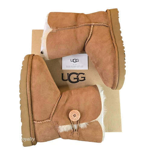 Stivali UGG donna castagno Bailey Button II 1016226 pelle di pecora taglia 5 nuovi con scatola