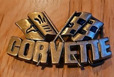Corvette Belt Buckle Iconic Sports Car Solid Brass Vtg 80's Taiwan RARE