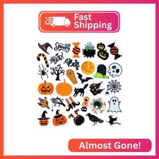32 Pieces Halloween Iron on Patches Boo Pumpkin Bat Ghost Sew on Embroidered App