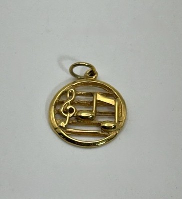 1980s Vintage Music Notes Gold Plated Charm Marked 8-STER Treble Clef Beamed 8th