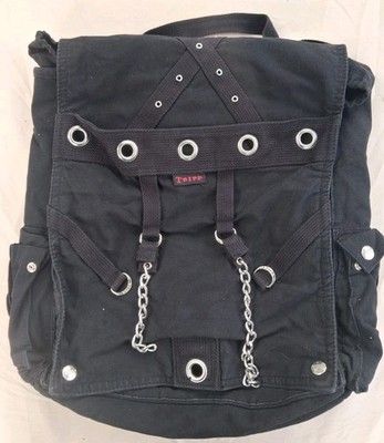Tripp NYC Goth Bag Backpack Purse  Chains Black Hot Topic Retro 90s Rare