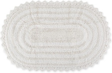 Crochet Collection Reversible Bath Mat, Small Oval, 17x24, White