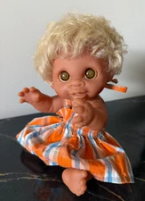 VG1974 Norfin Troll Baby Doll Anatomically Correct Blonde Rooted Hair Glass eyes