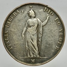 MILANO - GOVERNO PROVVISORIO -AG/ 5 LIRE 1848