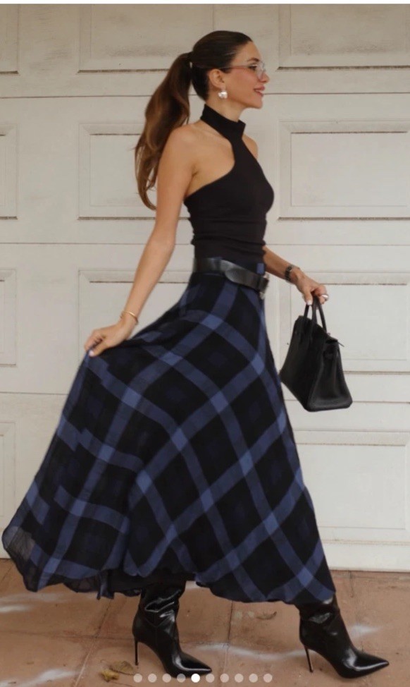 今季完売☆MOUSSY FAUX PEARL TARTAN BLOUSEネイビー ZARA WOMAN NWT FW25 BLUE/ NAVY PLAID MIDI SKIRT M 9703/146/073 | eBay