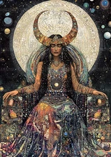 Astarte Ancient Goddess Art Print Fertility Moon Queen Pagan Mythology AH72