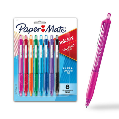 Paper Mate Ink Joy 300RT 8pk Ballpoint Pens 1.0mm Multicolored: Retractable