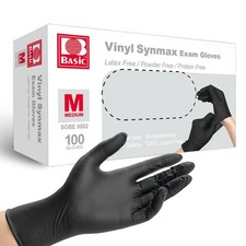 100Pcs Black Vinyl Exam Gloves Latex Free Powder Free Disposable Medium