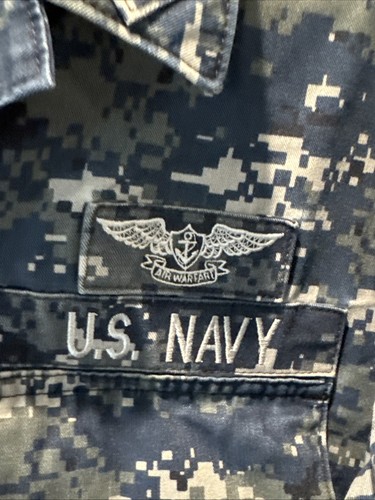 US Navy USN Blue Digital Camo Shirt Sz: Medium / Short NWU Working Uniform Top - Picture 3 of 9