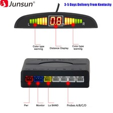 USA Car Reverse Parking Sensor Rear 4 Sensors LCD Display Audio Buzzer Alarm Kit