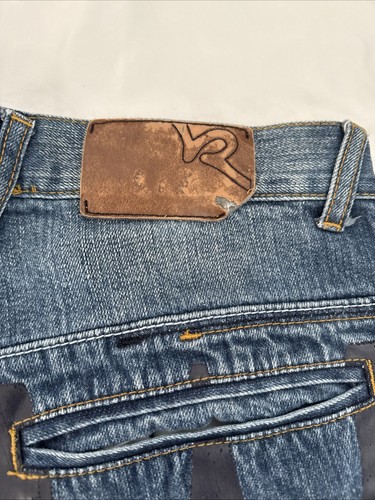 Vintage Y2K Baggy Rocawear sz 18 Boys Jeans Embroidered Distressed Cuff 30x24 - Picture 11 of 13