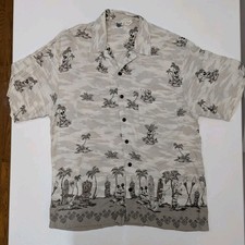 Vintage Disney Catalog Shirt Mens Large Hawaiian Aloha Mickey Goofy Tiki Surf