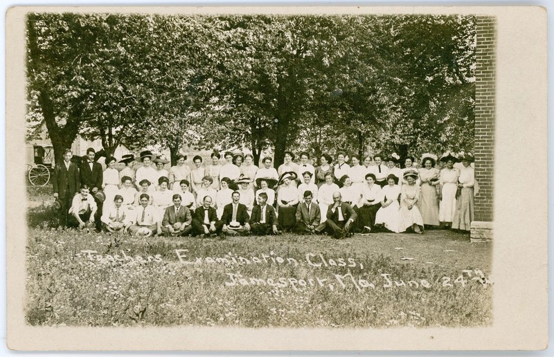 Antique 1911 RPPC Teachers' Exam Class Photo Gallatin High School Jamesport MO
