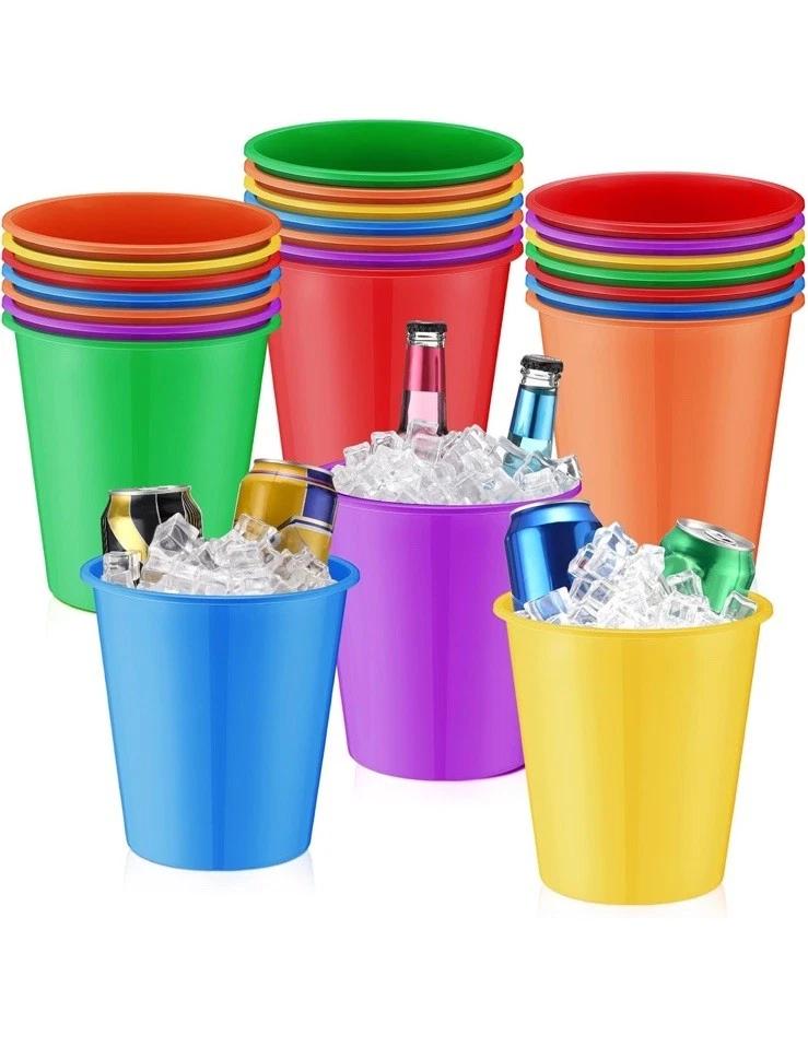Layhit 24 Pack Plastic Ice Buckets 3L Drink Cooler for Parties Weddings Beer ...