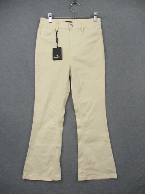 Massimo Dutti Flared Pants Women 4 Eggshell Slimming Crop NWT
